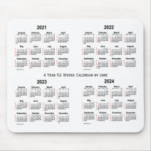 Mousepad 2021-2024 White 4 Year 52 Weeks Calendar de Janz