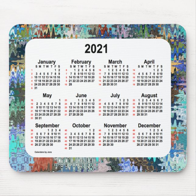 Mousepad 2021 Crazy Quilt 52 Weeks Calendar de Janz (Frente)