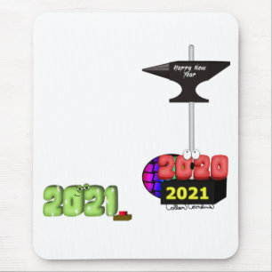 Mousepad 2021 Esmagamento 2020 com Feliz ano novo Anvil