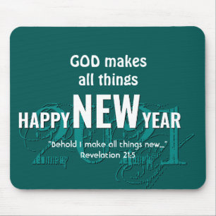 Mousepad 2021 FELIZ ANO NOVO Escritura cristã TEAL