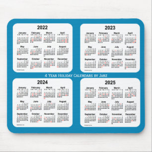 Mousepad 2022-2025 Calendário de Férias Azuis do Aço por Ja