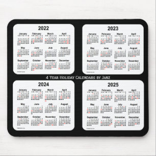 Mousepad 2022-2025 calendário preto e branco do feriado po