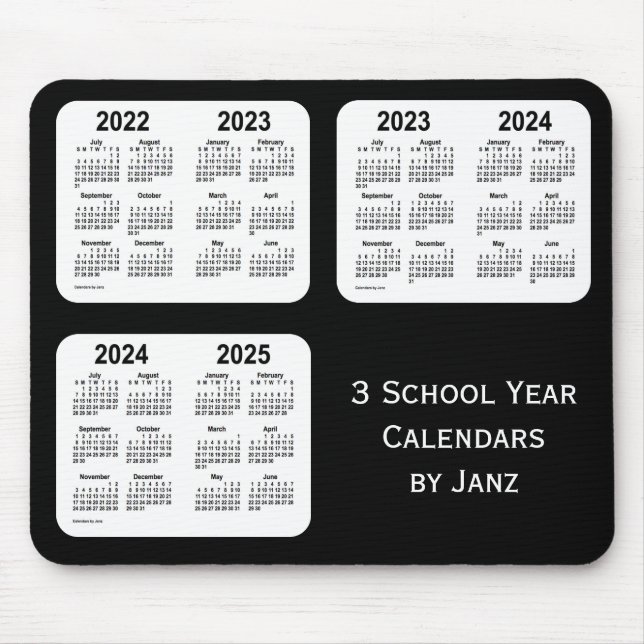 Mousepad 2022-2025 Calendários do Ano Escolar do Néon Negro (Frente)
