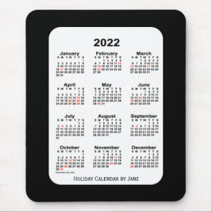 Mousepad 2022 calendário preto do tom do feriado dois por