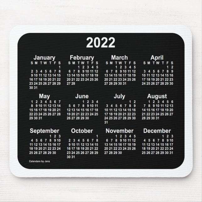 Mousepad 2022 Neon White Calendar by Janz Two Tone (Frente)