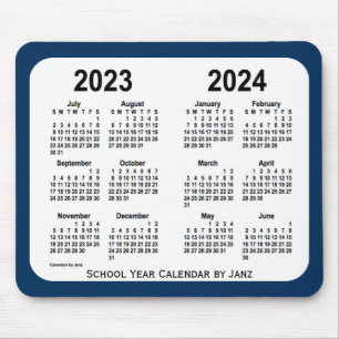 Mousepad 2023-2024 calendário azul da escola da caixa de