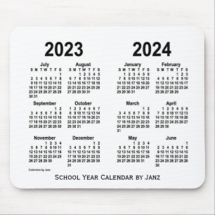 Mousepad 2023-2024 calendário branco da escola por Janz