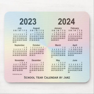 Mousepad 2023-2024 Calendário da Escola de Nuvem do Arco-ír