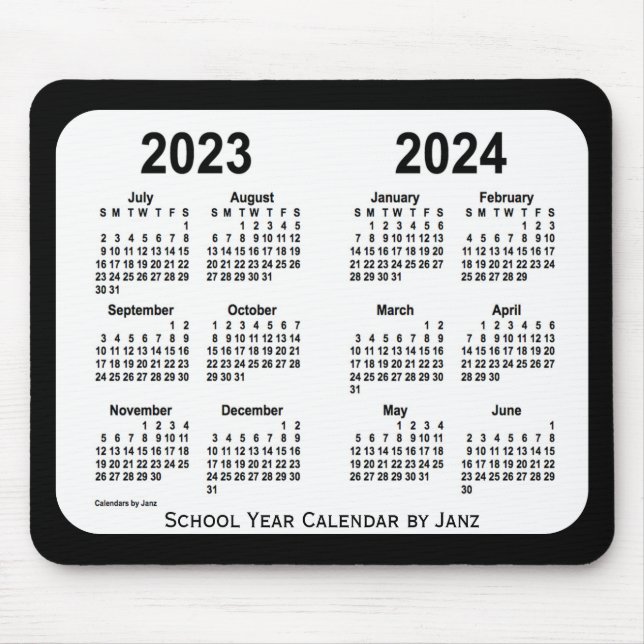 Mousepad 2023-2024 Calendário das Escolas Negra e Branca de (Frente)