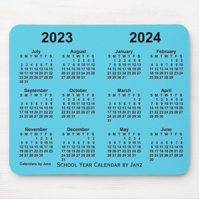 Mousepad 2023-2024 Calendário do Ano Escolar de Janz Sky Bl (Frente)
