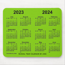 Mousepad 2023-2024 Calendário do Ano Escolar Verde Amarelo