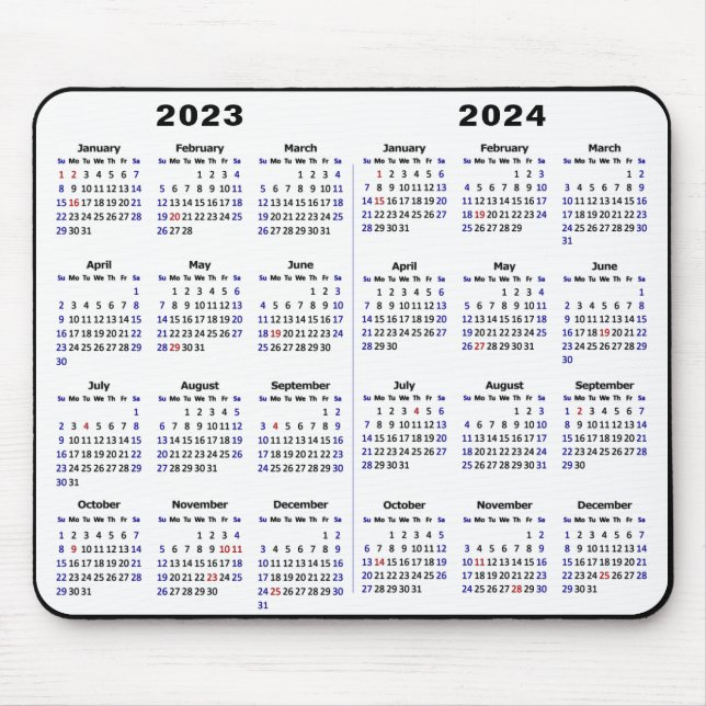 Mousepad 2023 - 2024 Calendário minimalista de 2 anos (Frente)