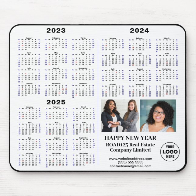 Mousepad 2023 - 2025 Calendar Modern Business Minimalist (Frente)