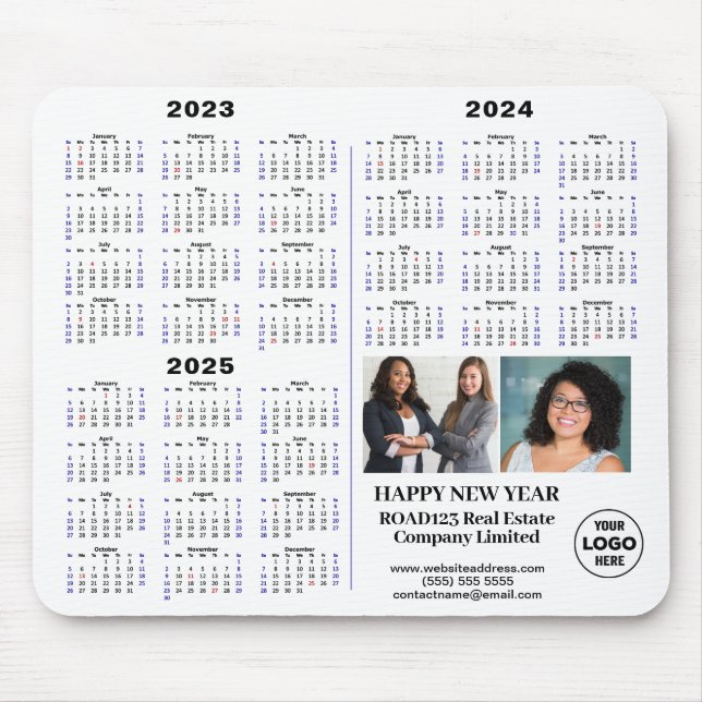Mousepad 2023 - 2025 Calendar Modern Business Minimalist (Frente)