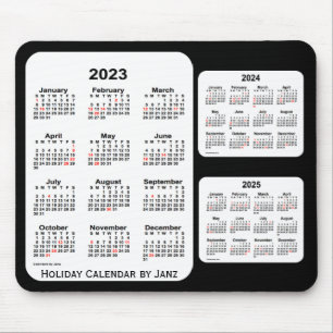 Mousepad 2023-2025 Calendário de Natal de 3 Anos Pretos par