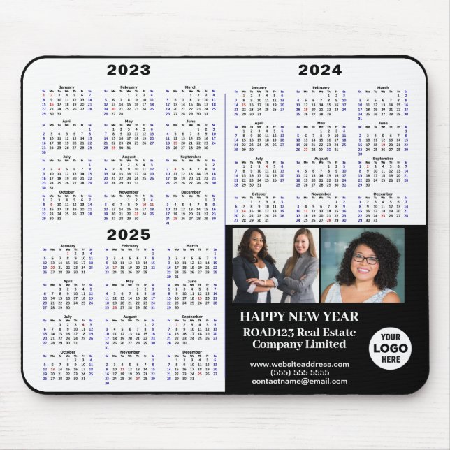 Mousepad 2023 - 2025 Calendário de negócios Minimalista mod (Frente)