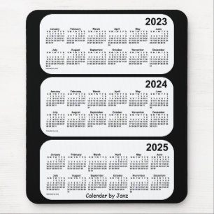 Mousepad 2023-2025 calendário preto e branco de 3 anos por