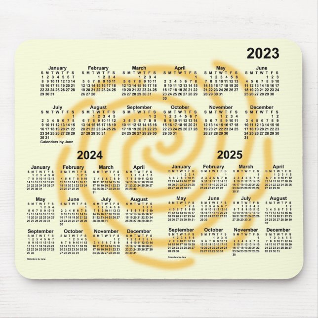 Mousepad 2023-2025 Dias ensolarados Calendário de 3 anos po (Frente)