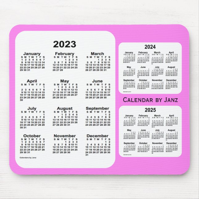 Mousepad 2023-2025 Violet 3 Year Calendar de Janz (Frente)