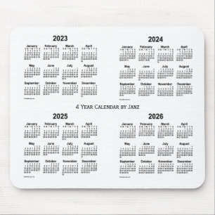 Mousepad 2023-2026 branco calendário de 4 anos por Janz