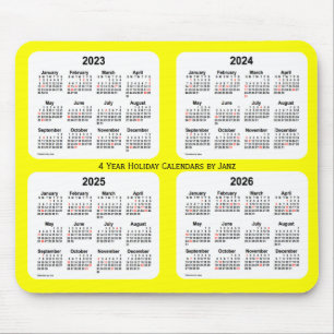 Mousepad 2023-2026 Calendário de feriado amarelo de Janz