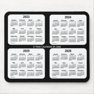Mousepad 2023-2026 calendário preto e branco de 4 anos por