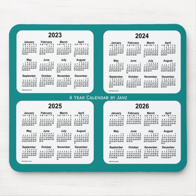 Mousepad 2023-2026 Calendário Teal de 4 anos de Janz Mouse  (Frente)