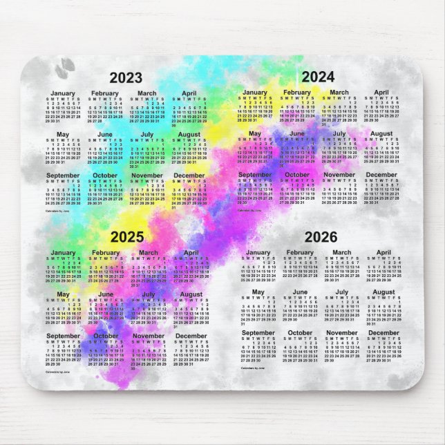 Mousepad 2023-2026 Rainbows Encerra calendário de 4 anos po (Frente)
