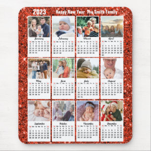 Mousepad 2023 Calendário 12 Família Foto Foto Moderna Verme