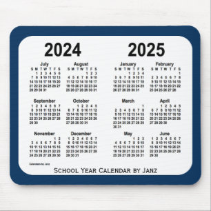 Mousepad 2024-2025 calendário azul da escola da caixa de