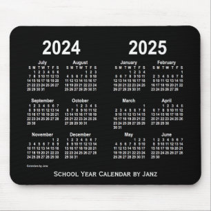Mousepad 2024-2025 calendário branco de néon da escola po