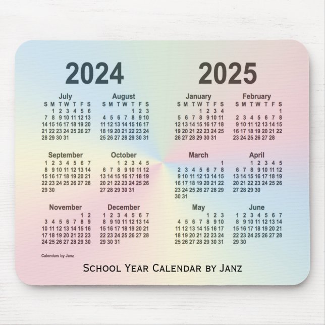 Mousepad 2024-2025 Calendário da Escola de Nuvem do Arco-ír (Frente)