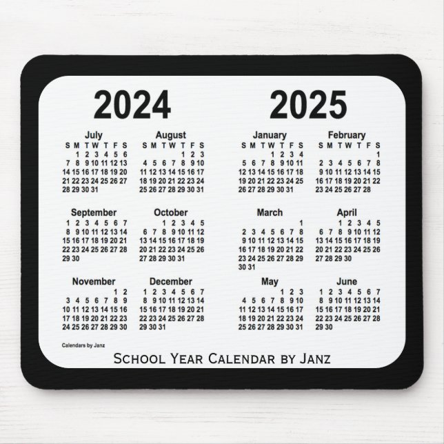 Mousepad 2024-2025 Calendário das Escolas Negra e Branca de (Frente)
