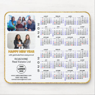 Mousepad 2024 2025 Calendário Dourado Black Corporate 2 Fot