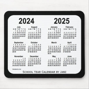 Mousepad 2024-2025 calendário preto e branco da escola por