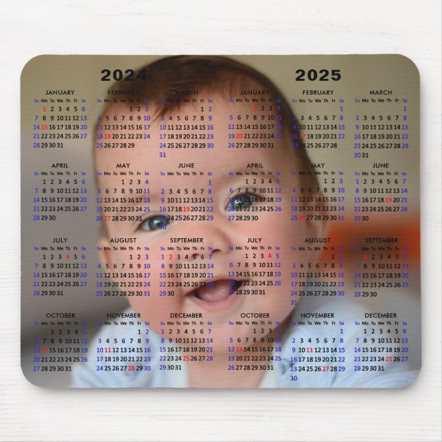 Mousepad 2024 - 2025 Foto personalizada do Cheio de calendá (Frente)