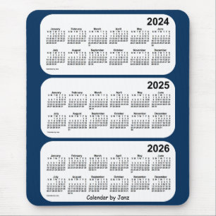 Mousepad 2024-2026 azul da caixa de polícia calendário de 3