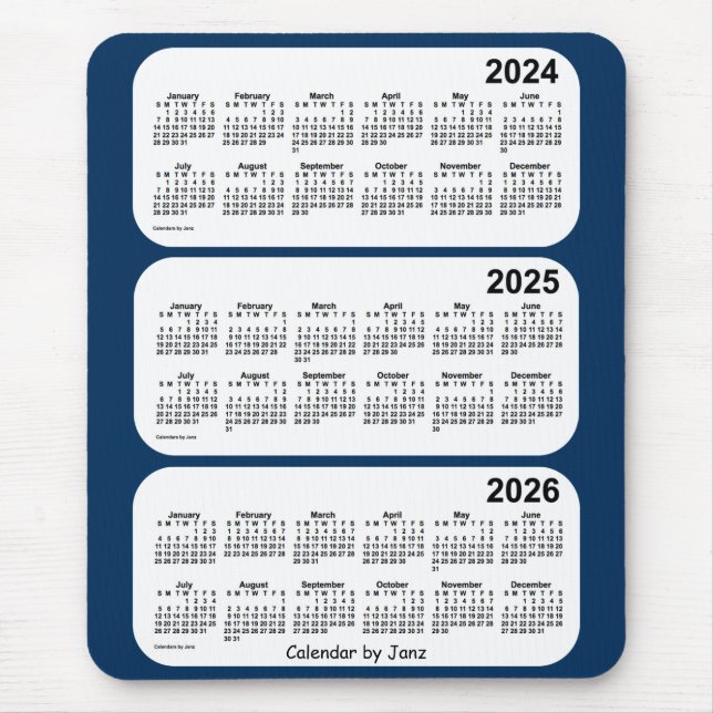 Mousepad 2024-2026 azul da caixa de polícia calendário de 3 (Frente)