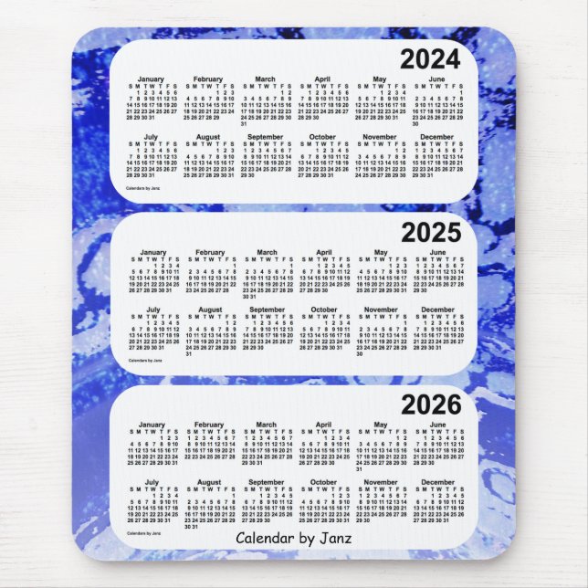 Mousepad 2024-2026 Blue Galaxy Calendar de 3 anos por Janz (Frente)