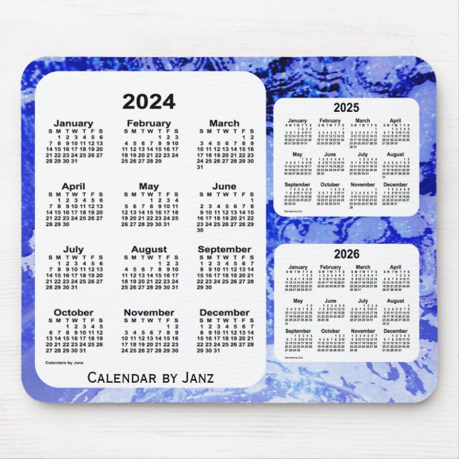 Mousepad 2024-2026 Blue Galaxy Calendar de 3 anos por Janz (Frente)