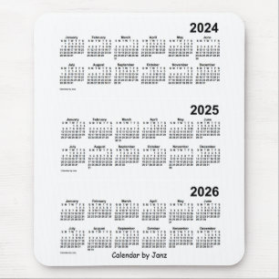 Mousepad 2024-2026 branco calendário de 3 anos por Janz