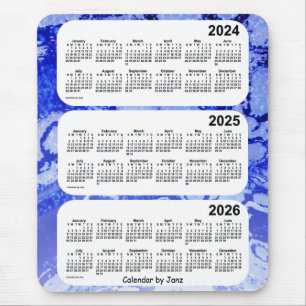 Mousepad 2024-2026 galáxia azul calendário de 3 anos por