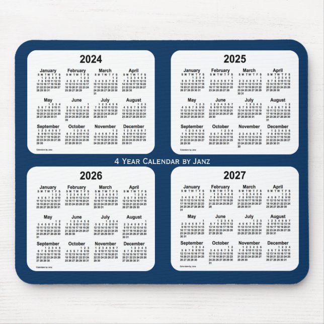 Mousepad 2024-2027 azul da caixa de polícia calendário de 4 (Frente)