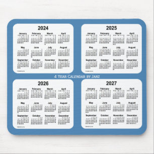 Mousepad 2024-2027 azul de aço calendário de 4 anos por