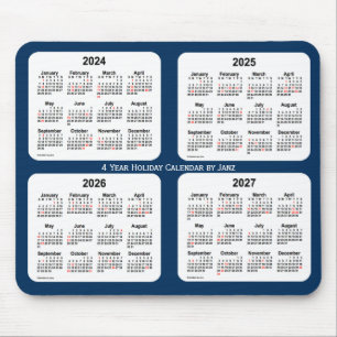 Mousepad 2024-2027 calendário azul do feriado da caixa de