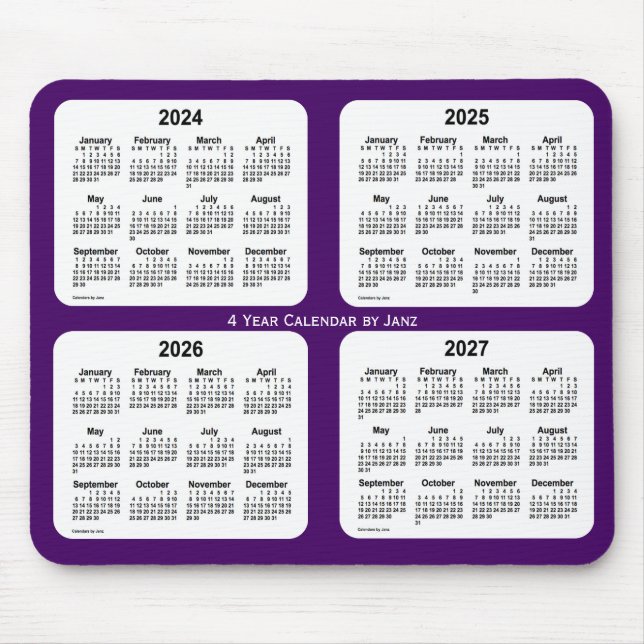 Mousepad 2024-2027 Calendário de quatro anos Roxo de Janz (Frente)