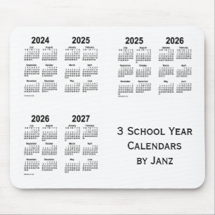 Mousepad 2024-2027 calendários do ano escolar do branco 3