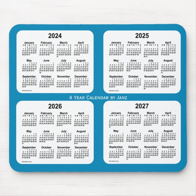 Mousepad 2024-2027 Steel Blue Calendário de 4 anos de Janz (Frente)