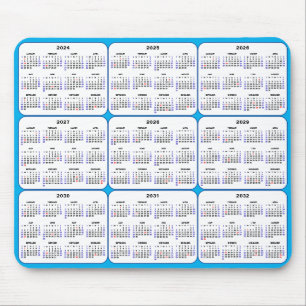 Mousepad 2024 - 2032 Calendário com feriados americanos no 