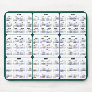 Mousepad 2024 - 2032 Calendário com o Verde Escuro sobre Fé